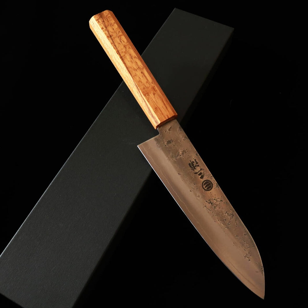 MIURA santoku aço Gingami nº 3 polido cabo octogonal de carvalho (165 mm)