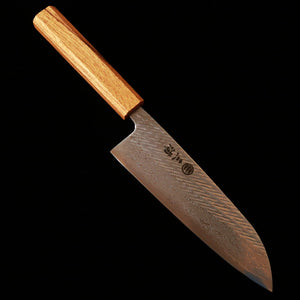 Miura MIURA Santoku AUS10 (10A) Damasco padrão corda cabo octogonal de carvalho transparente (165 mm)