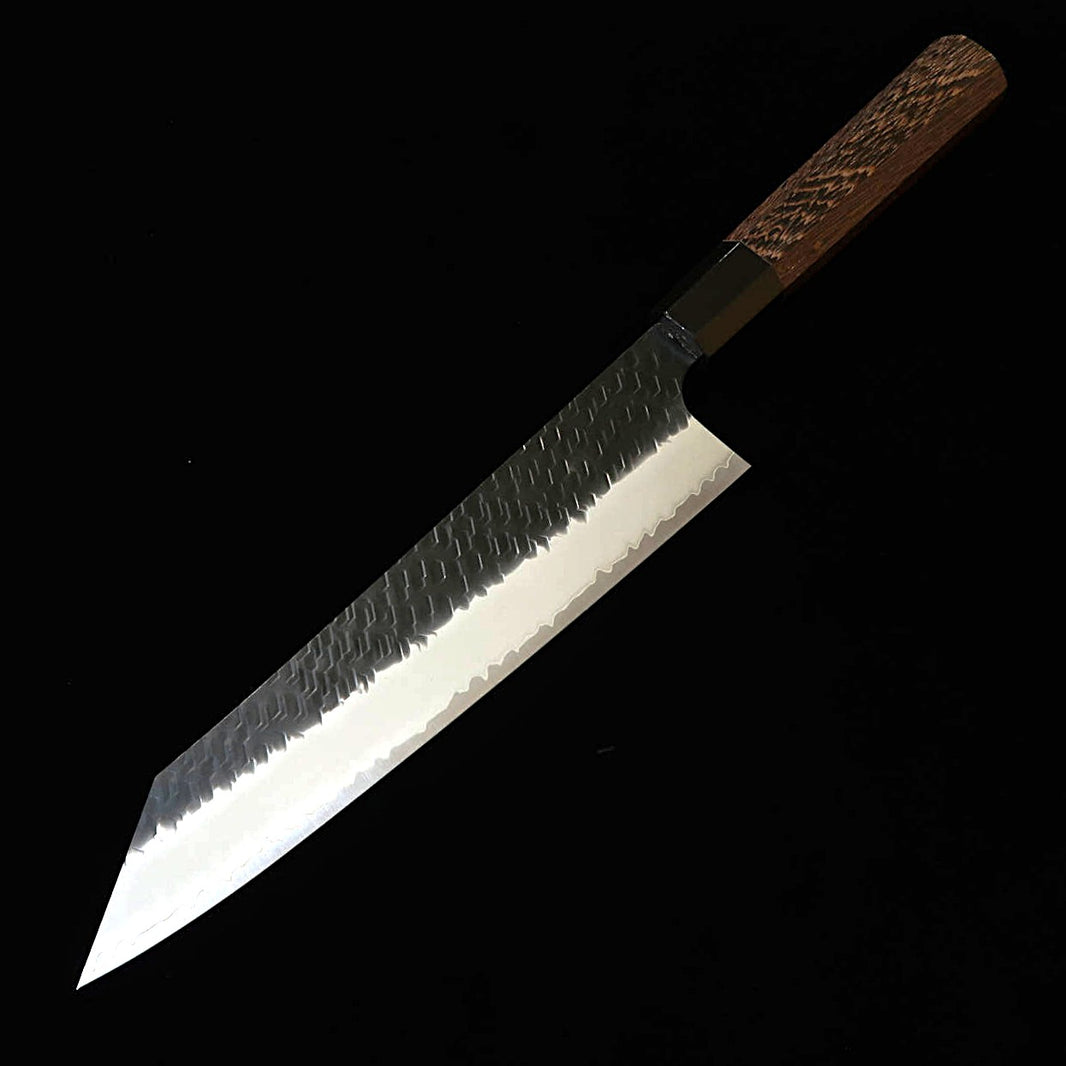 二唐刃物鍛造所 NIGARA 切付牛刀 SG2 鎚目黒打 ウェンジ八角柄（240mm）