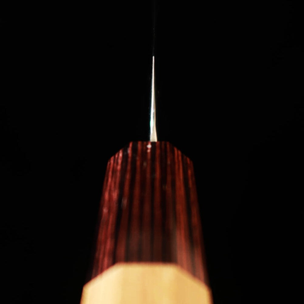 Miura Ginsan Petty Knife, Rope Pattern Damascus with Keyaki Octagonal Handle (135mm)