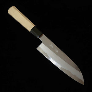 HADO Hado – Junpaku, Shirogami n°1, cœur acier blanc avec flancs inox, santoku, manche octogonal en corne de buffle (180 mm)