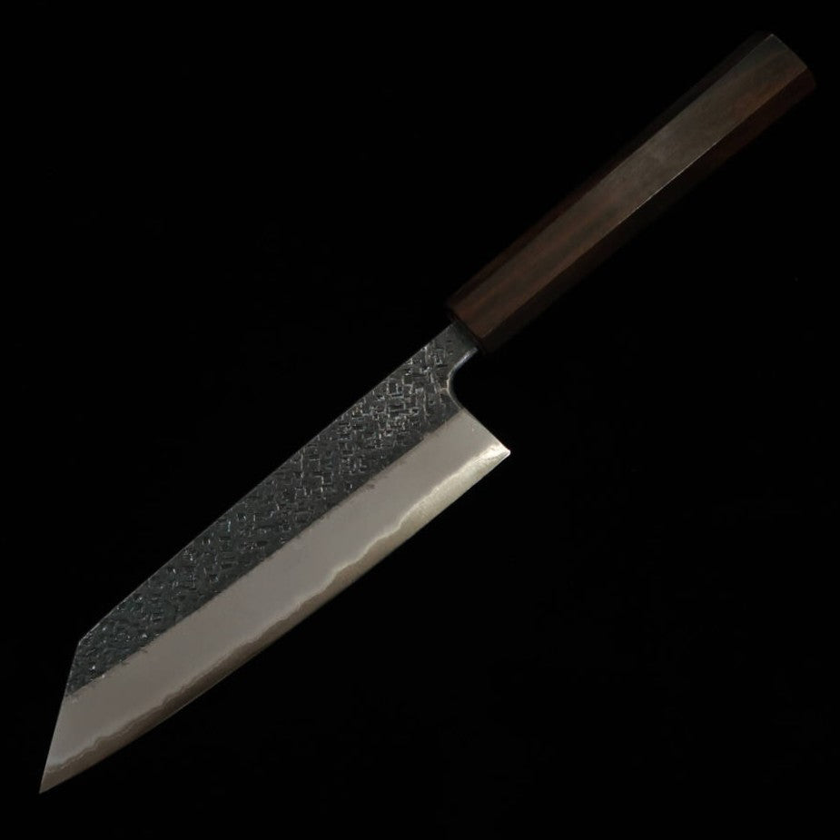 TOSA MUNEISHI, Bunka, Blue Steel No. 2, Hammered and Kurouchi Finish with Ebony Octagonal Handle (165mm)