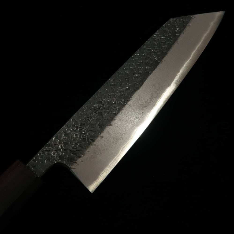 TOSA MUNEISHI, Bunka, Blue Steel No. 2, Hammered and Kurouchi Finish with Ebony Octagonal Handle (165mm)