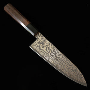 HATSUKOKORO Hatsukokoro Fuusen Santoku Aço Gin-3 Damasco Escurecido Cabo Octogonal de Wengué (170 mm)