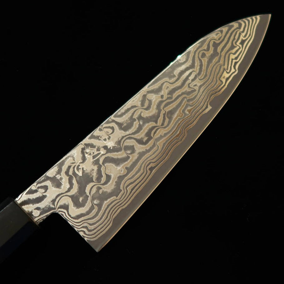 HATSUKOKORO Hatsukokoro Fuusen Santoku Aço Gin-3 Damasco Escurecido Cabo Octogonal de Wengué (170 mm)