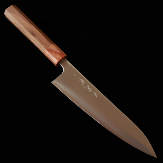 Couteau Gyuto (chef) Miura, acier Aogami Super (Acier Bleu), finition polie (Migaki), manche octogonal en noyer (Walnut), (180mm)