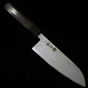 MIURA santoku, acier blanc, damas, manche octogonal en ébène (165 mm)