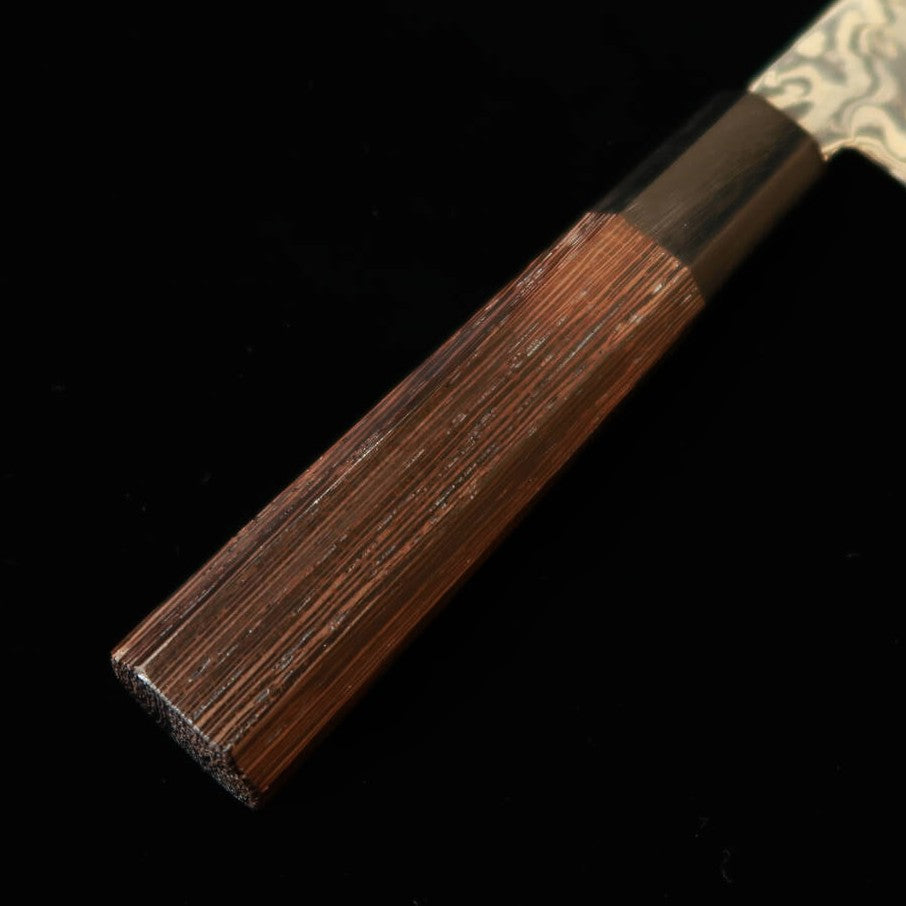 HATSUKOKORO Hatsukokoro Fuusen Santoku Aço Gin-3 Damasco Escurecido Cabo Octogonal de Wengué (170 mm)