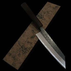 TOSA MUNEISHI, Bunka, Blue Steel No. 2, Hammered and Kurouchi Finish with Ebony Octagonal Handle (165mm)