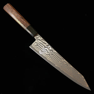 Hatsukokoro HATSUKOKORO Fuusen Kiritsuke Gingami nº3 Damasco ennegrecido, mango octogonal de wengué (210 mm)