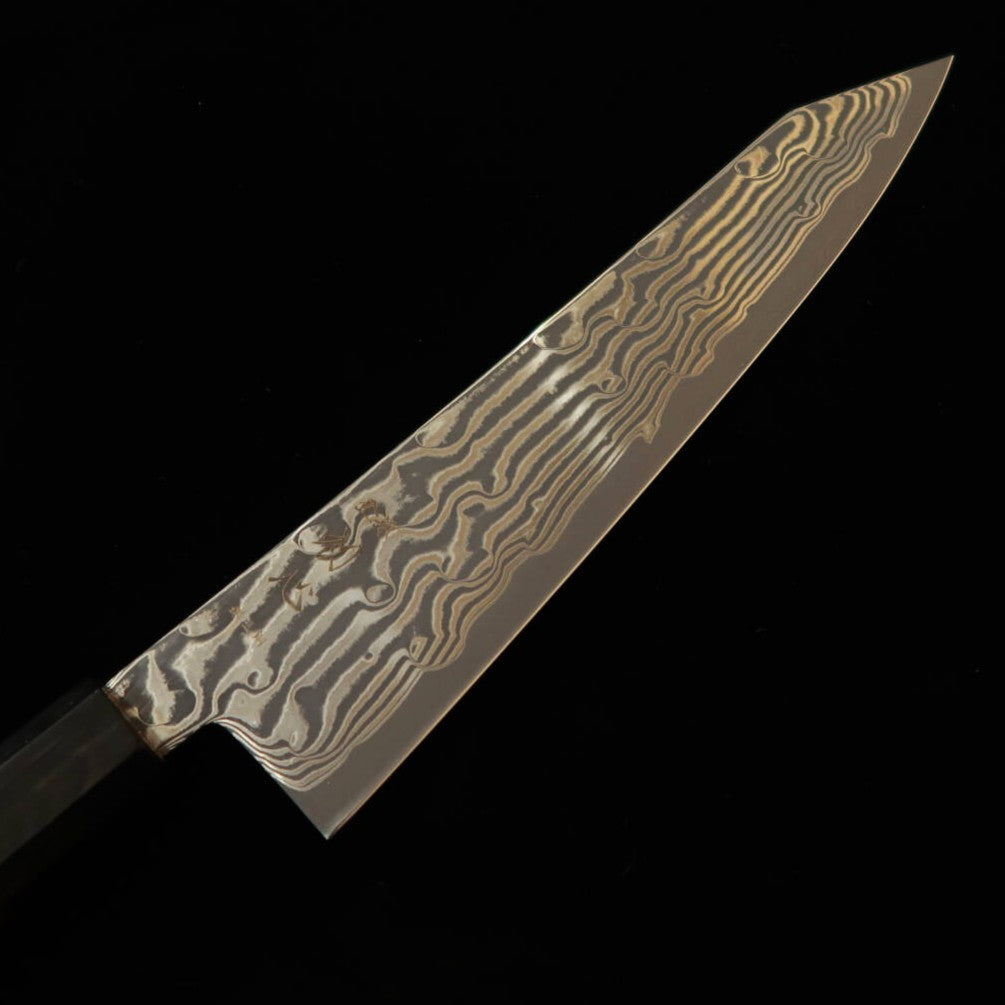初心HATSUKOKORO 風船 切付 銀紙三号 黒染めダマスカス ウェンジ八角柄（210mm）