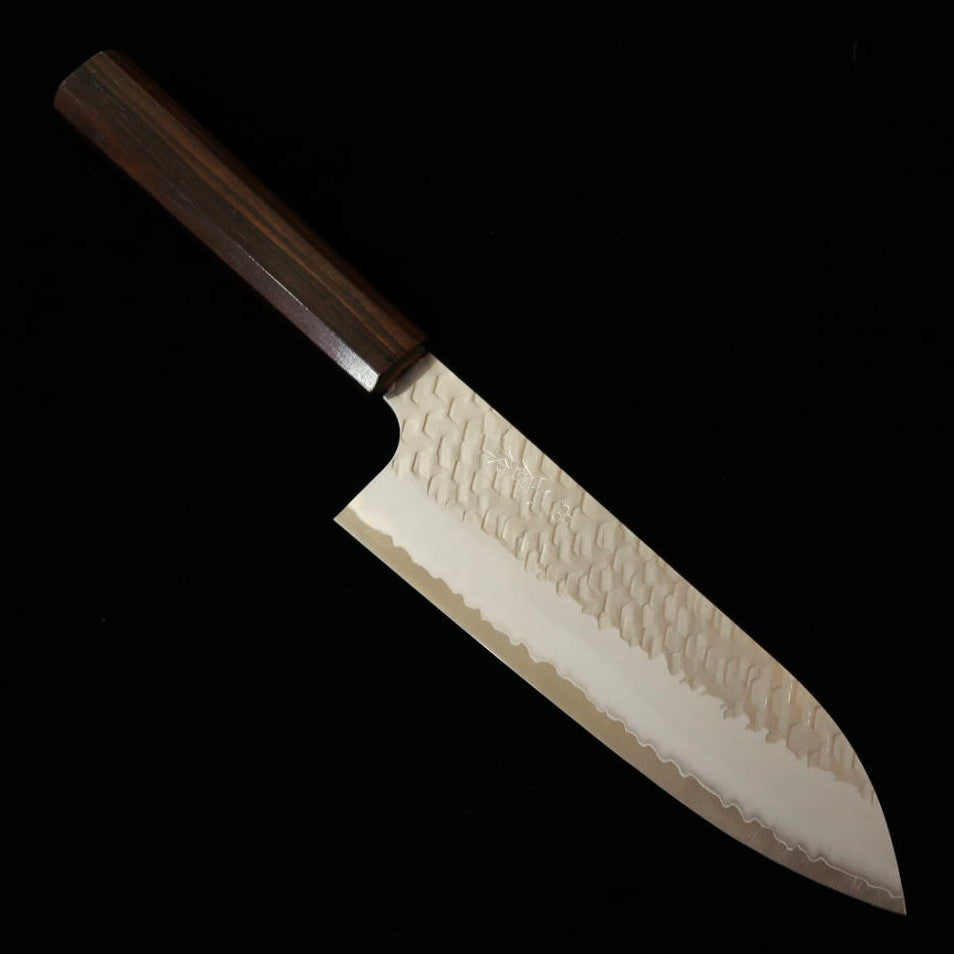 二唐刃物鍛造所 NIGARA SG2 磨き槌目 三徳 黒檀八角柄 (180mm)