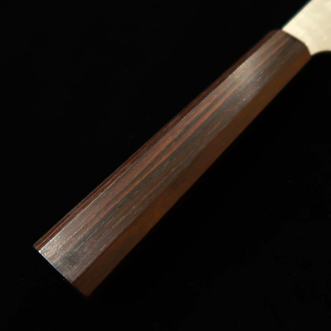 Nigara Hamono Nigara SG2 Polished Tsuchime Santoku with Ebony Octagonal Handle (180mm)