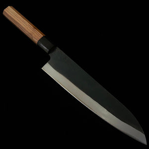 Hidari Yorimitsu gyuto, aço Aogami #1, acabamento kuro-uchi, cabo de nogueira (210 mm)