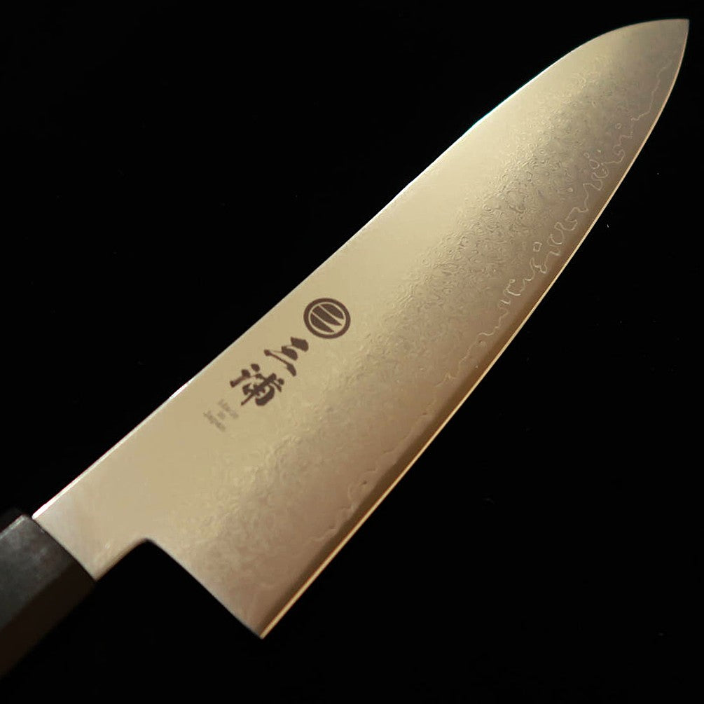 三浦 MIURA 牛刀 VG10  全面ダマスカス 黒檀一体型柄（210mm）