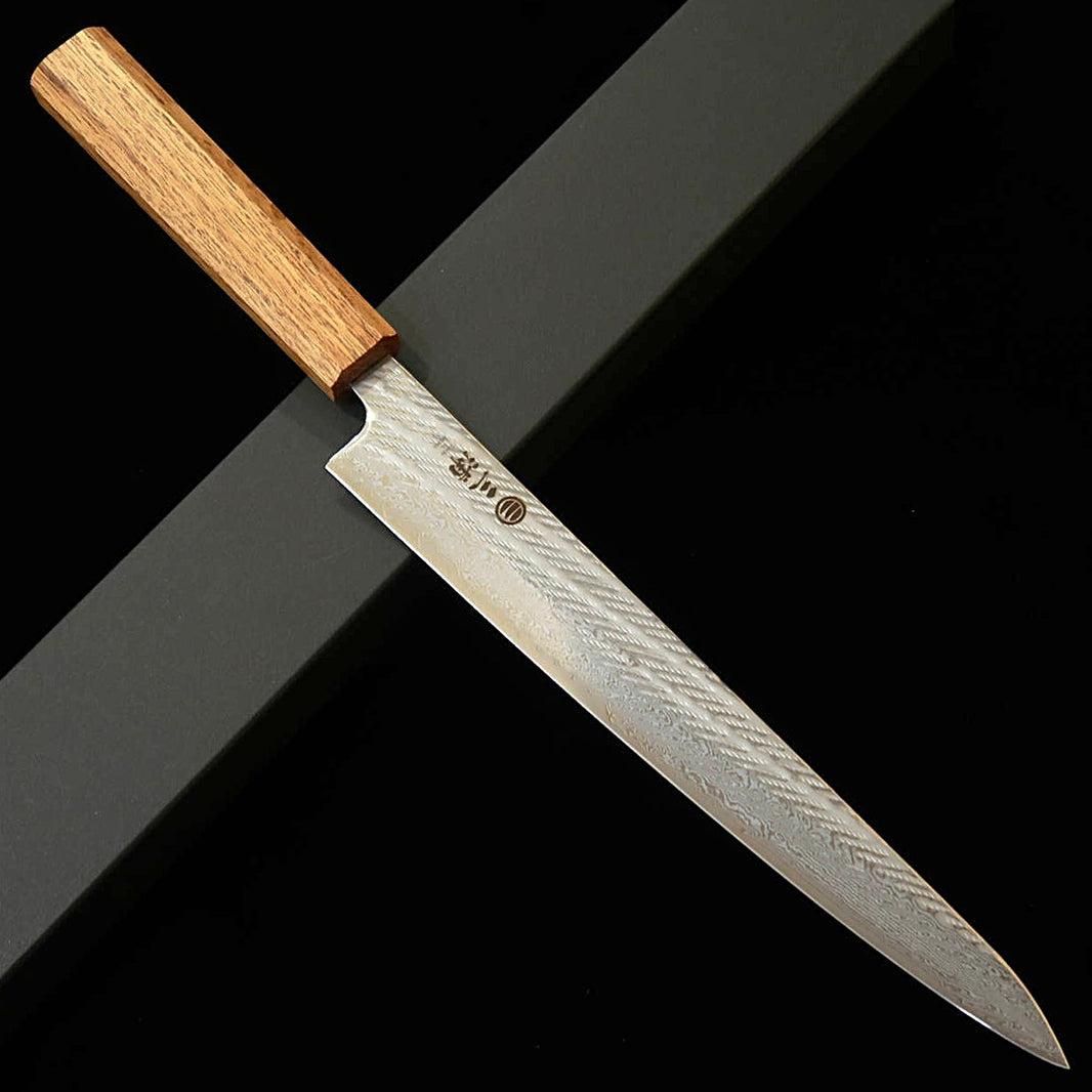 MIURA Sujihiki AUS10 (10A) Twisted Damascus with Oak Octagonal Handle (240mm)