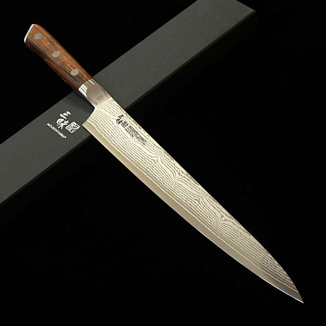 [Nouvelle référence] MCUSTA ZANMAI Zanmai Classic III Damas – Sujihiki (couteau à trancher) manche en ironwood (240/270 mm)