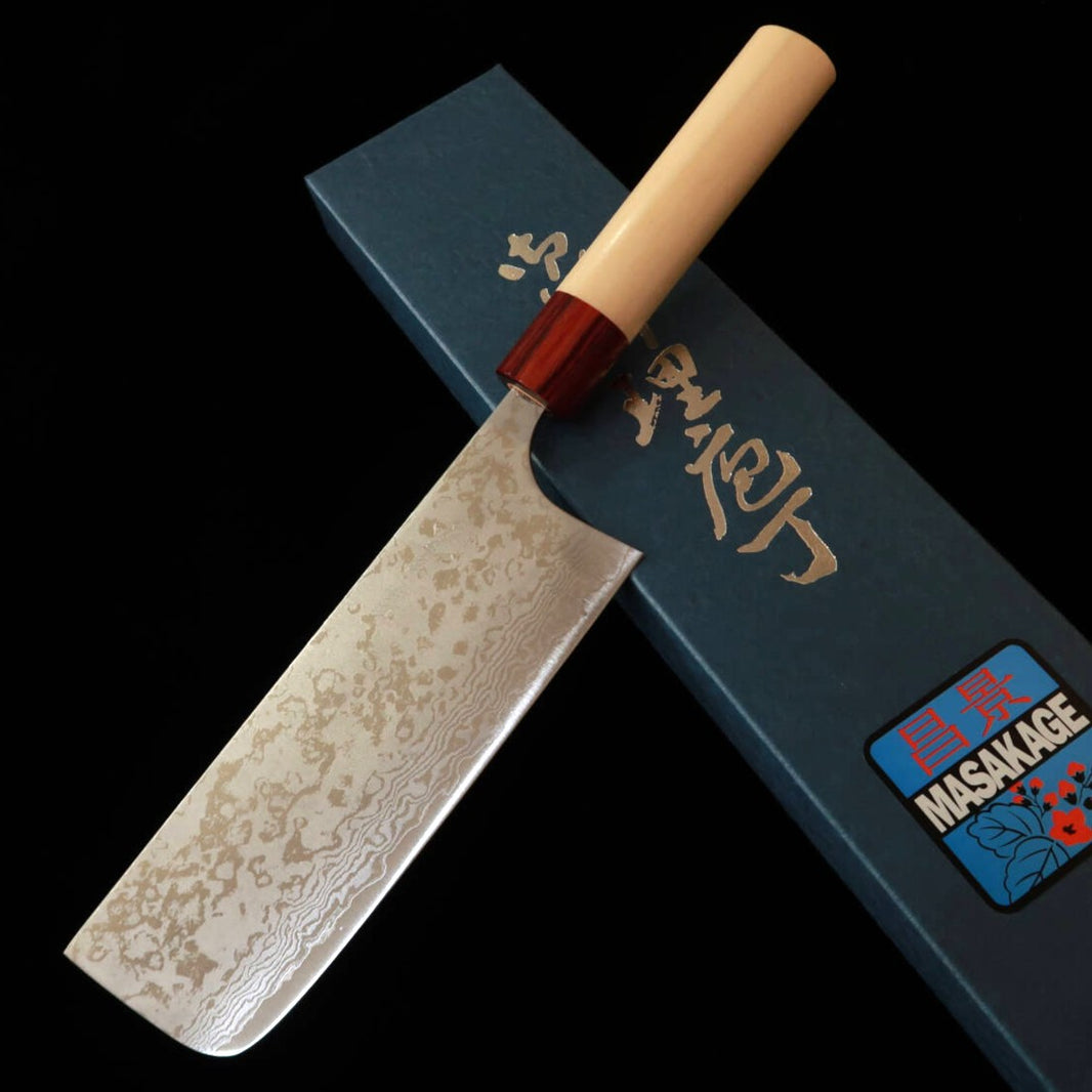 Masakage VG10 Damascus Kiri Nakiri with a Magnolia Handle (160mm)