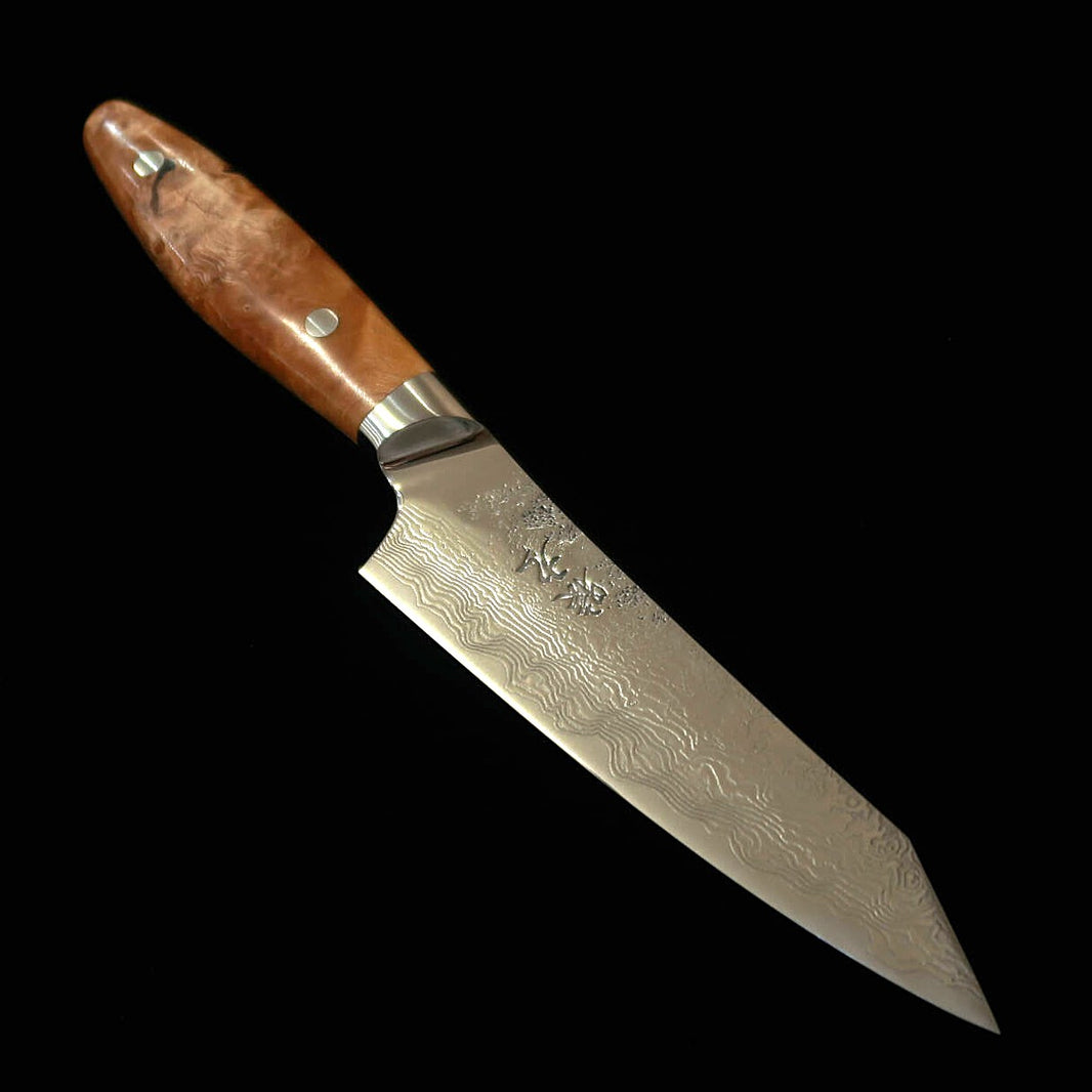 ENKYU Bunka Petty, Higurashi Series, SG2 Damascus with Quince Burl Handle (135mm)