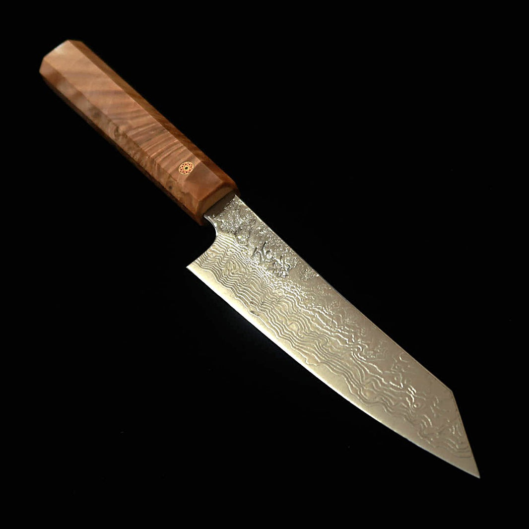 ENKYU Ko-Bocho (Utility Knife), Homura-Kumo Series, SG2 Damascus with Quince Burl Octagonal Handle (135mm)