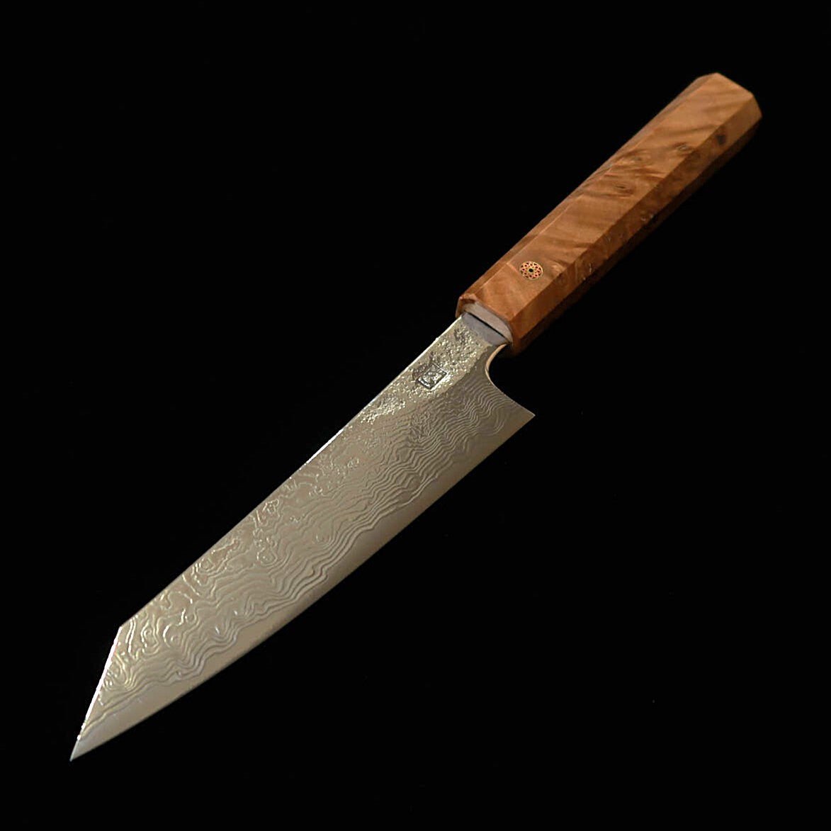 猿九 ENKYU 小包丁 焔雲シリーズ SG2 ダマスカス 花梨瘤八角柄　（135ｍｍ）