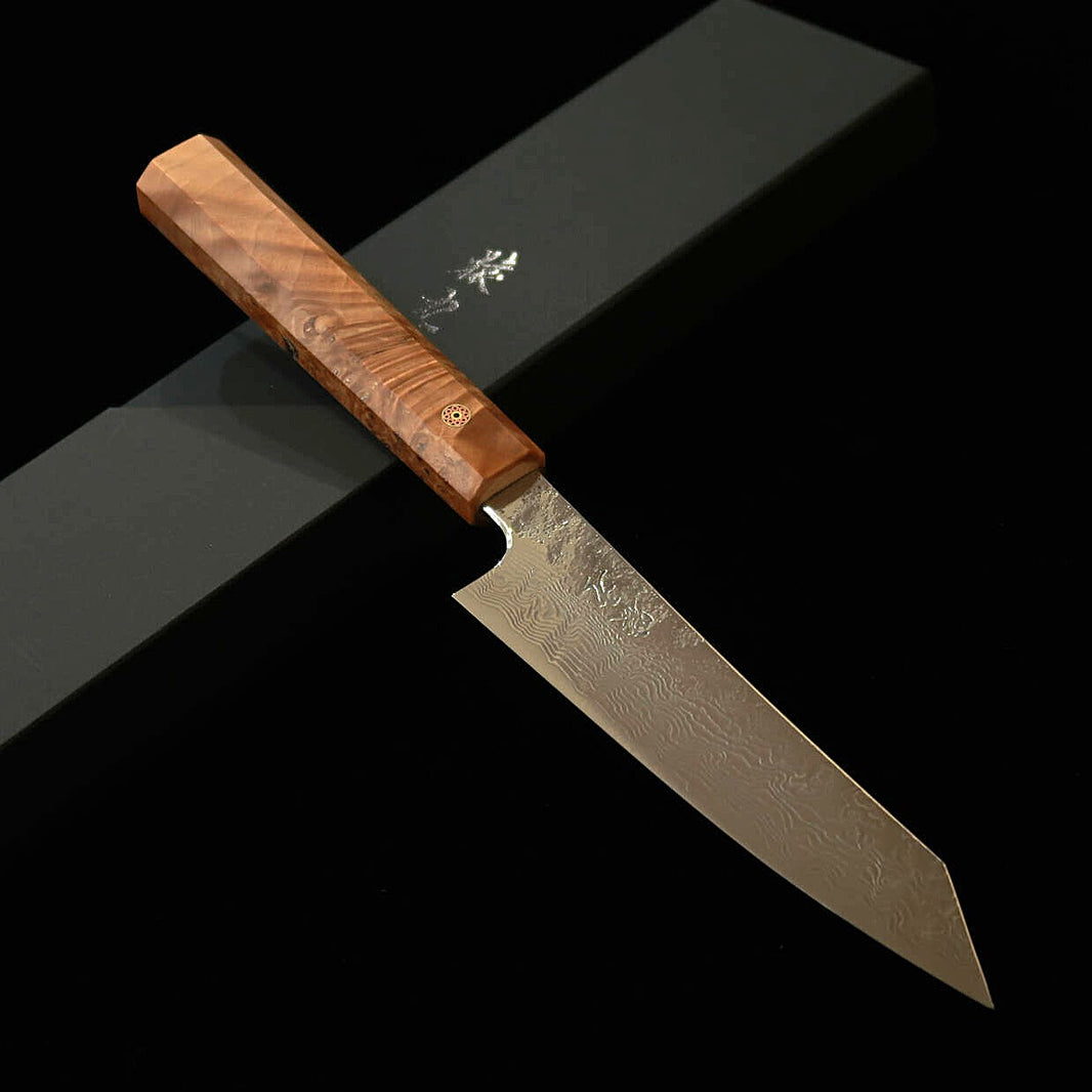 ENKYU Ko-Bocho (Utility Knife), Homura-Kumo Series, SG2 Damascus with Quince Burl Octagonal Handle (135mm)