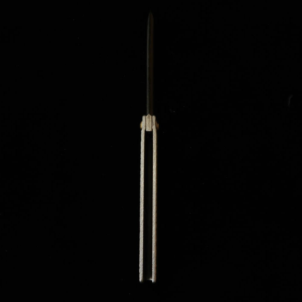 Forjada por Tomita – canivete Higo, aço macio forjado, lâmina tipo espada extra grande, acabamento em lima, com caixa de paulownia e bolsa (90 mm)