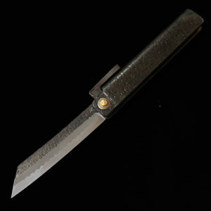 Tomita-saku Higo-kogatana ferro extra macio forjado tipo faca extra grande acabamento kuro-uchi martelado com caixa de paulownia e bolsa (90 mm)
