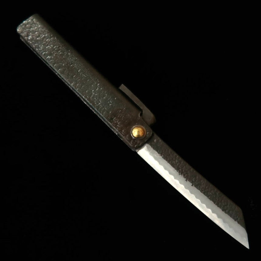 Tomita-saku Higo-kogatana ferro extra macio forjado tipo faca extra grande acabamento kuro-uchi martelado com caixa de paulownia e bolsa (90 mm)