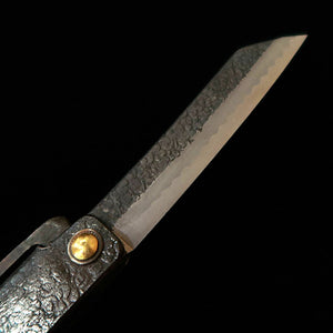 Tomita-saku Higo-kogatana ferro extra macio forjado tipo faca extra grande acabamento kuro-uchi martelado com caixa de paulownia e bolsa (90 mm)