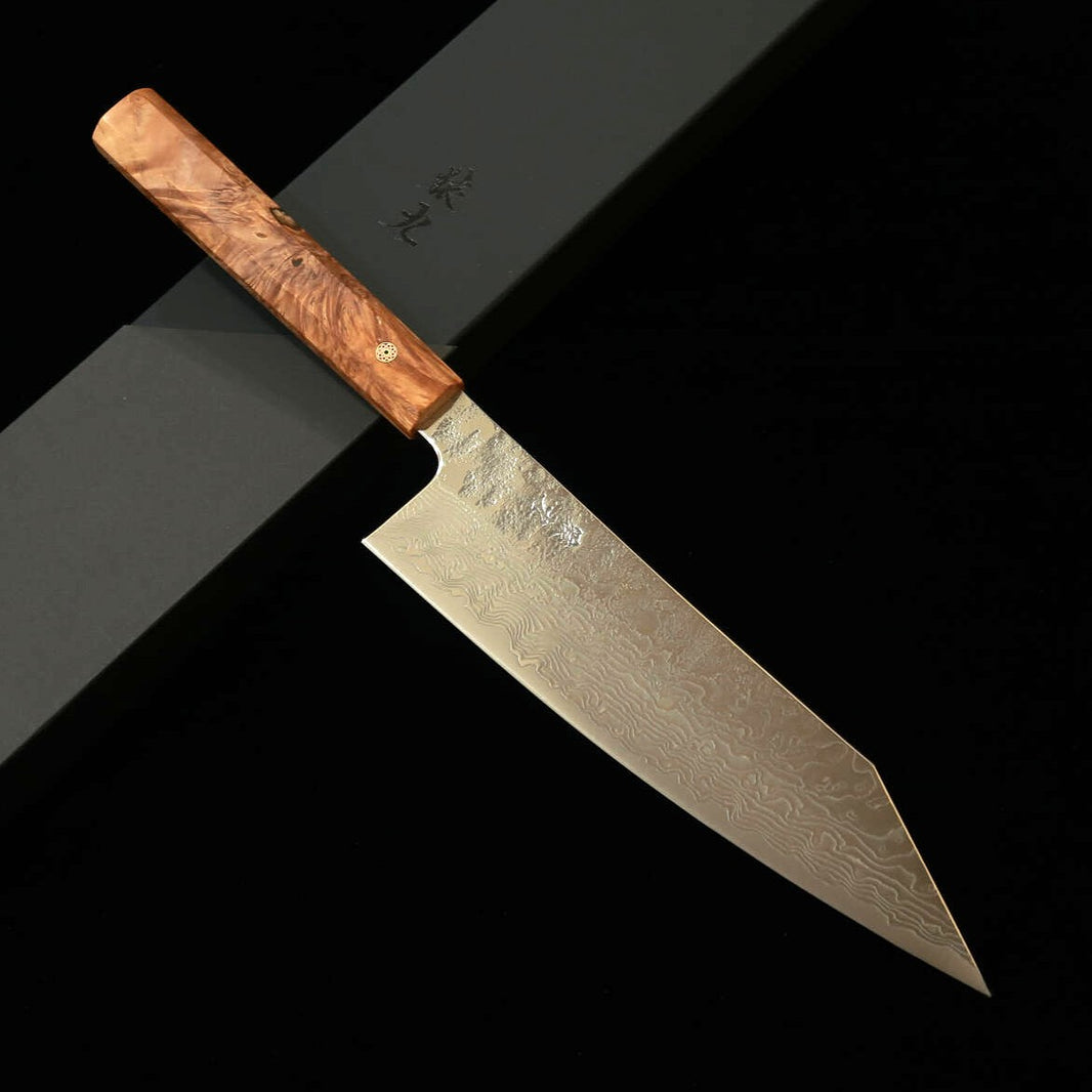 ENKYU Gyuto Honoo-Gumo Series, SG2 Damascus with Octagonal Karelian Birch Handle (210mm)