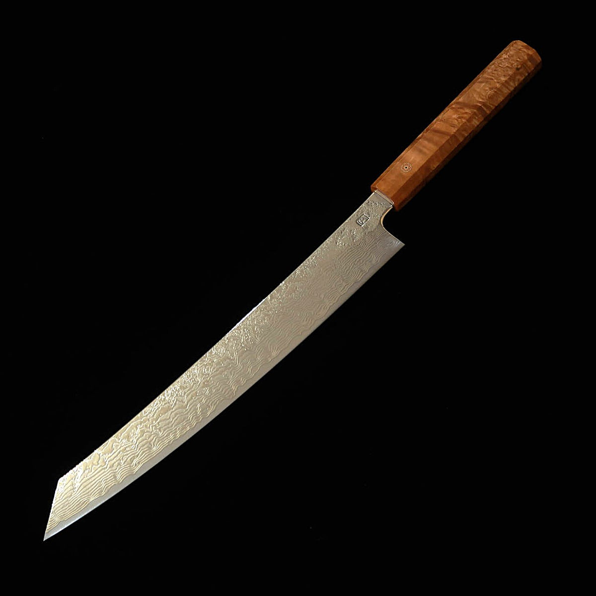 猿九 ENKYU 切付筋引 焔雲シリーズ SG2 ダマスカス 花梨瘤八角柄　（270mm）