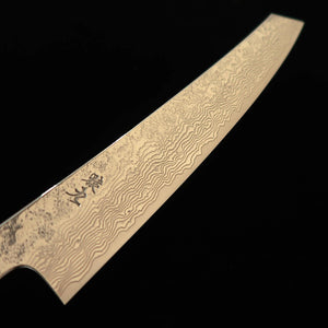 猿九 ENKYU 切付筋引 焔雲シリーズ SG2 ダマスカス 花梨瘤八角柄　（270mm）