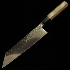 Miura Bunka AUS10 Mirror-Finished Hammered Damascus Knife with Magnolia Octagonal Handle (170mm)