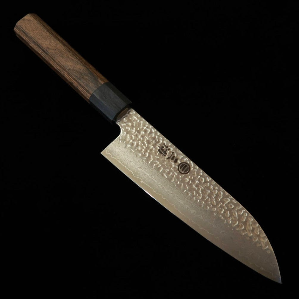 Miura VG-10 Santoku with Hammered and Damascus finish and Plywood Handle (165mm)