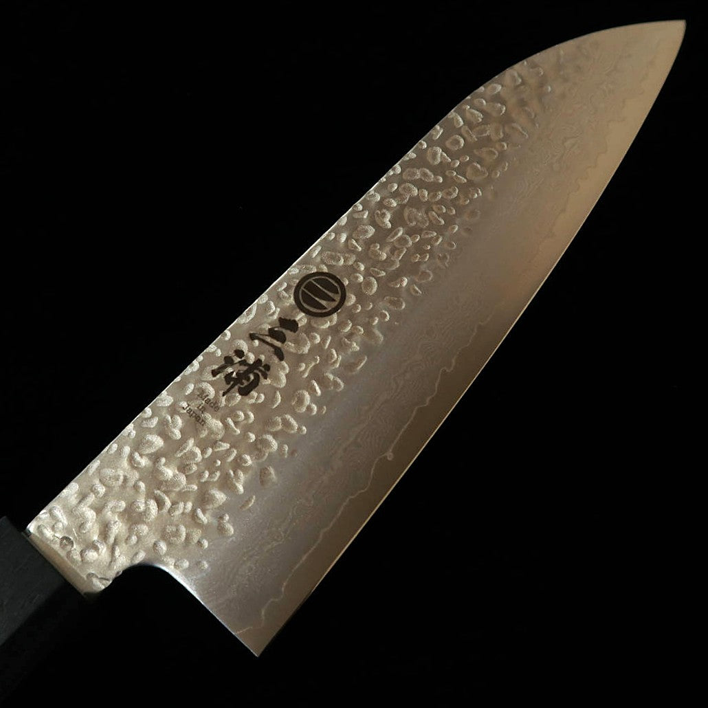 Miura VG-10 Santoku with Hammered and Damascus finish and Plywood Handle (165mm)