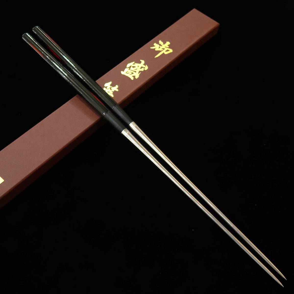 Palillos de emplatado MORIBASHI acero inoxidable mango lacado Akebono (290/320 mm)