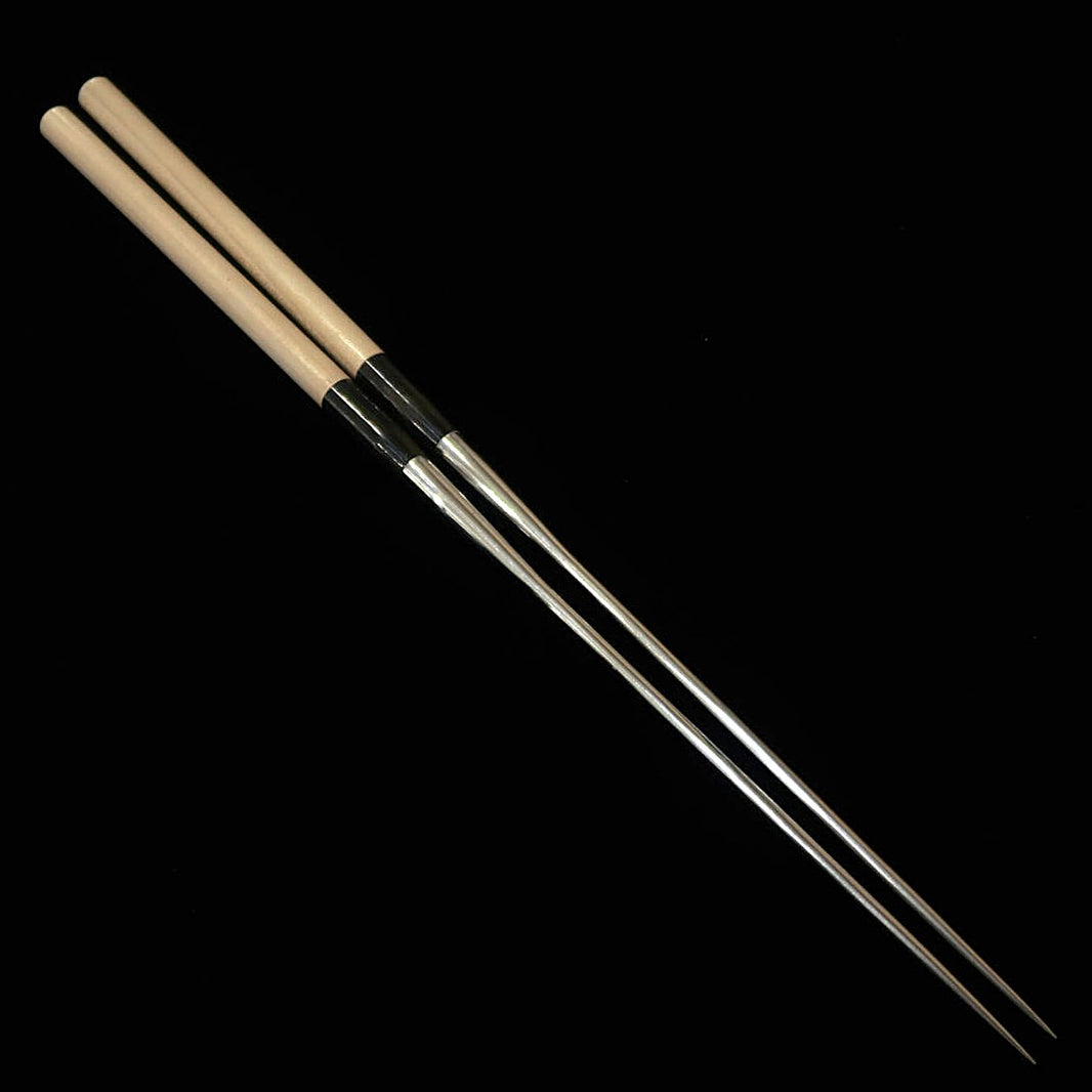 MORIBASHI Hashi de empratar em inox, cabo em madeira clara com anel de chifre de búfalo (290/320 mm)