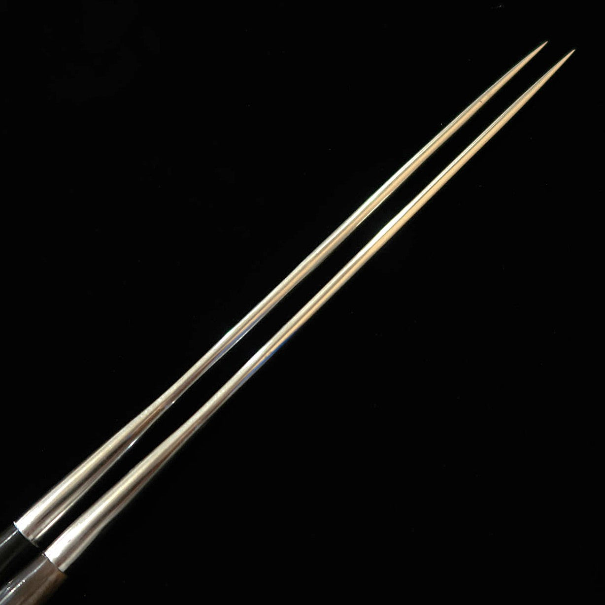 Baguettes de dressage (Moribashi) – Acier inoxydable, Manche en bois blanc avec virole en corne de buffle (290/320 mm)