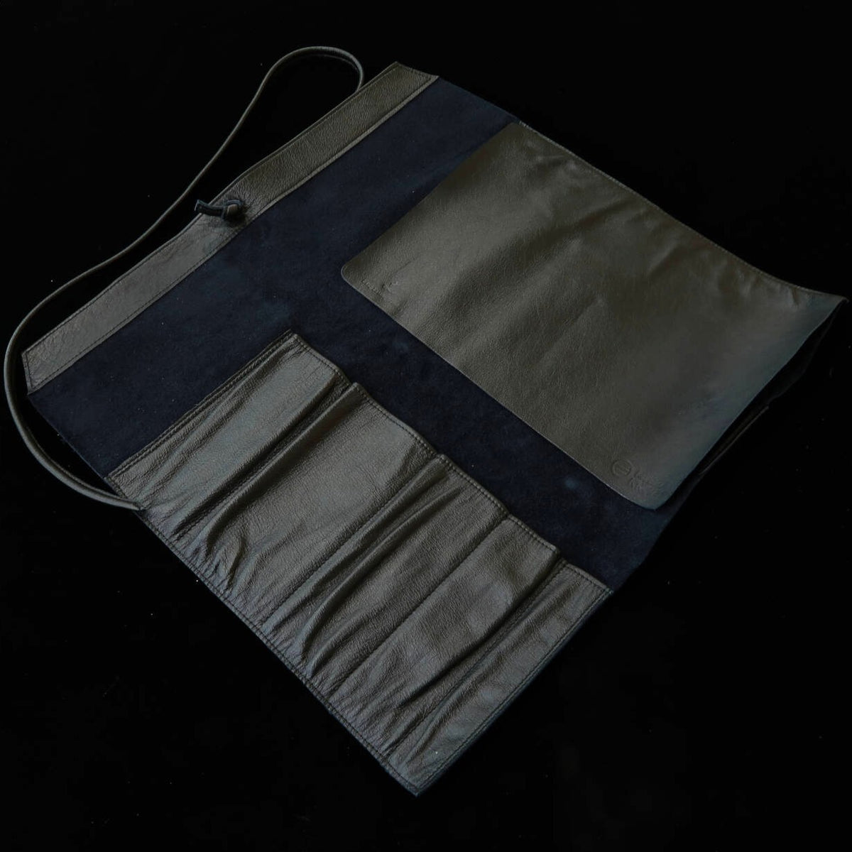 YOKU leatherworks Funda enrollable lavable de cuero para cuchillos, negra