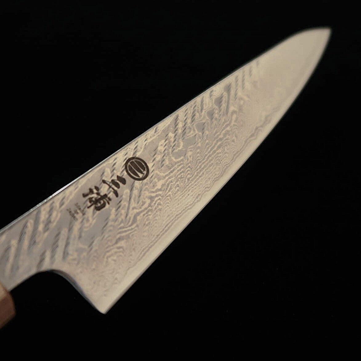 三浦MIURA ペティ AUS10（10A）縄目 ダマスカス 透明 樫八角柄（135mm）