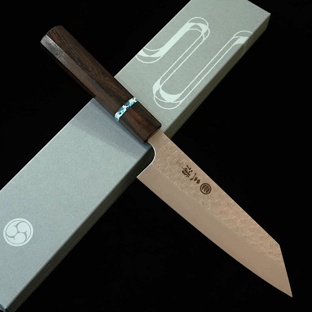 MIURA Bunka, SG2, Tsuchime with Ebony & Turquoise Octagonal Handle (165mm)