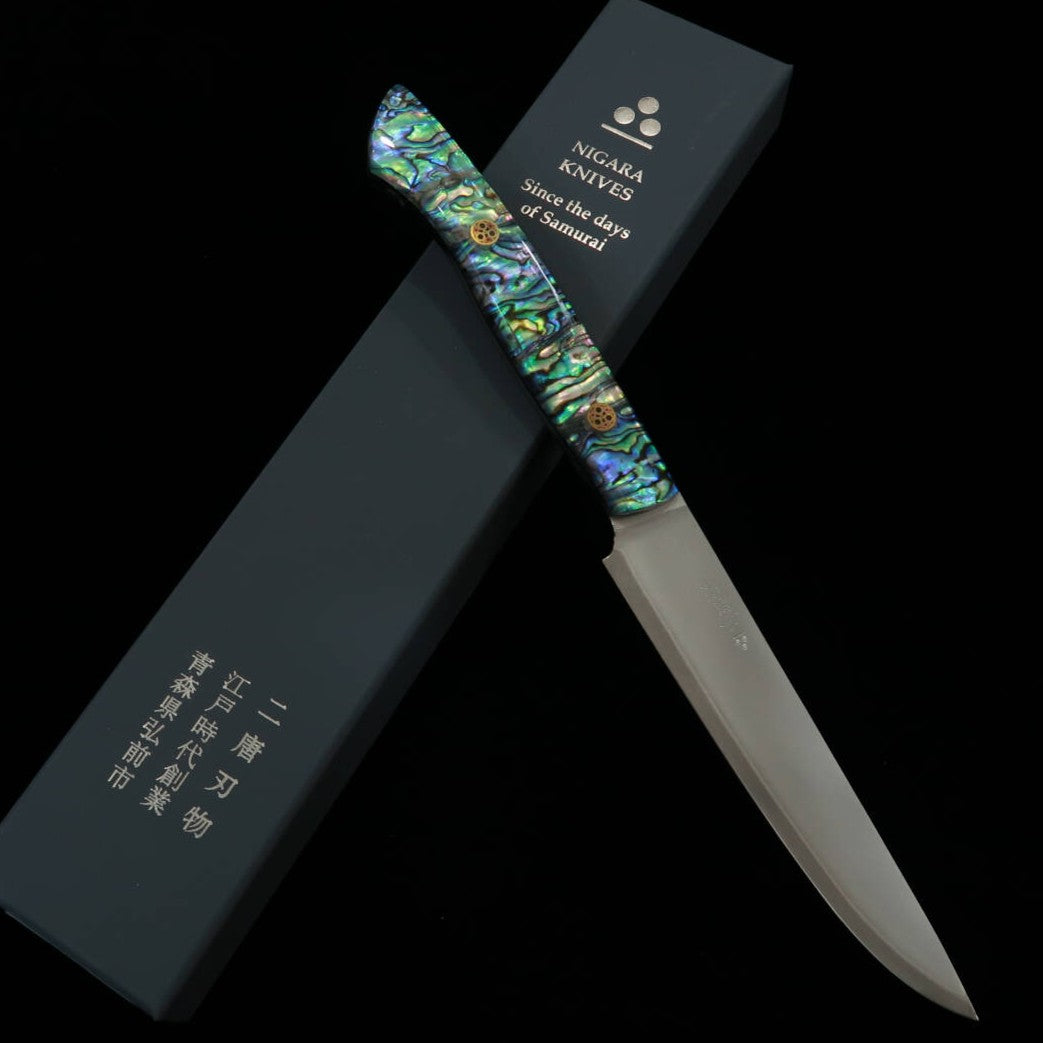 二唐刃物鍛造所 NIGARA ステーキナイフ SG2 螺鈿柄 (130mm)
