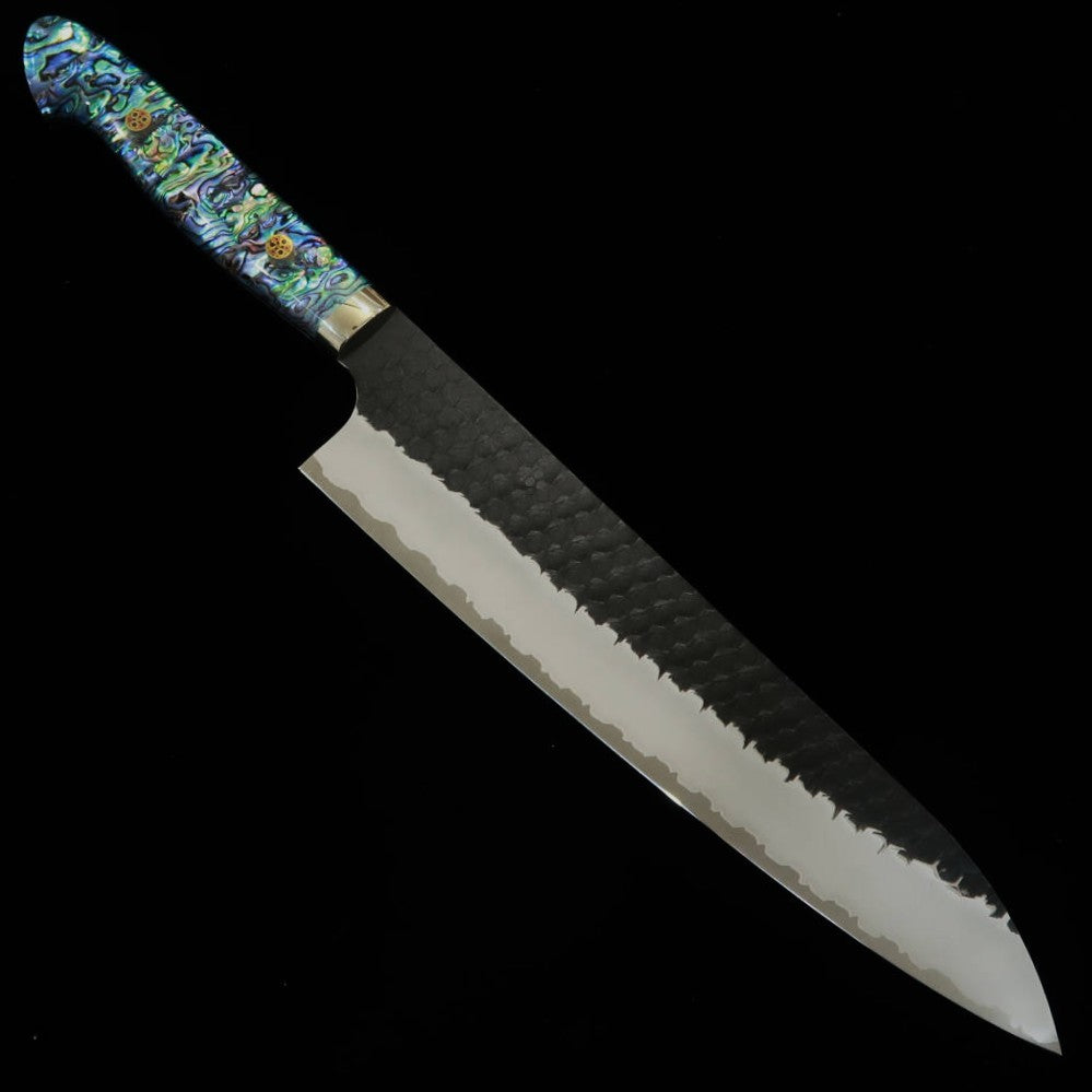 NIGARA Gyuto SG2 Black Hammered Finish with Mother-of-Pearl Handle (210/240mm)