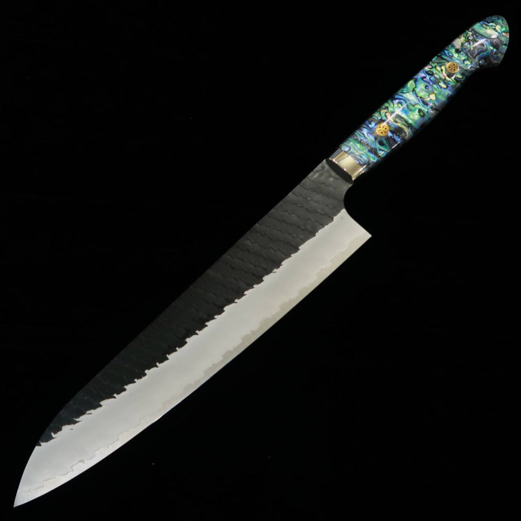 NIGARA Gyuto SG2 Black Hammered Finish with Mother-of-Pearl Handle (210/240mm)