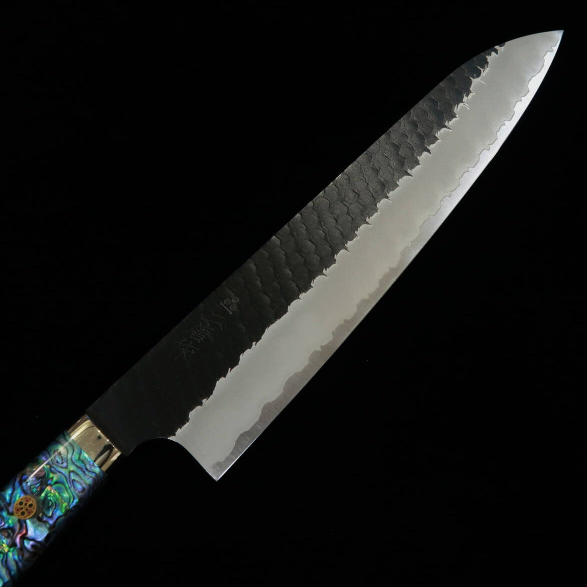 NIGARA Gyuto SG2 Black Hammered Finish with Mother-of-Pearl Handle (210/240mm)
