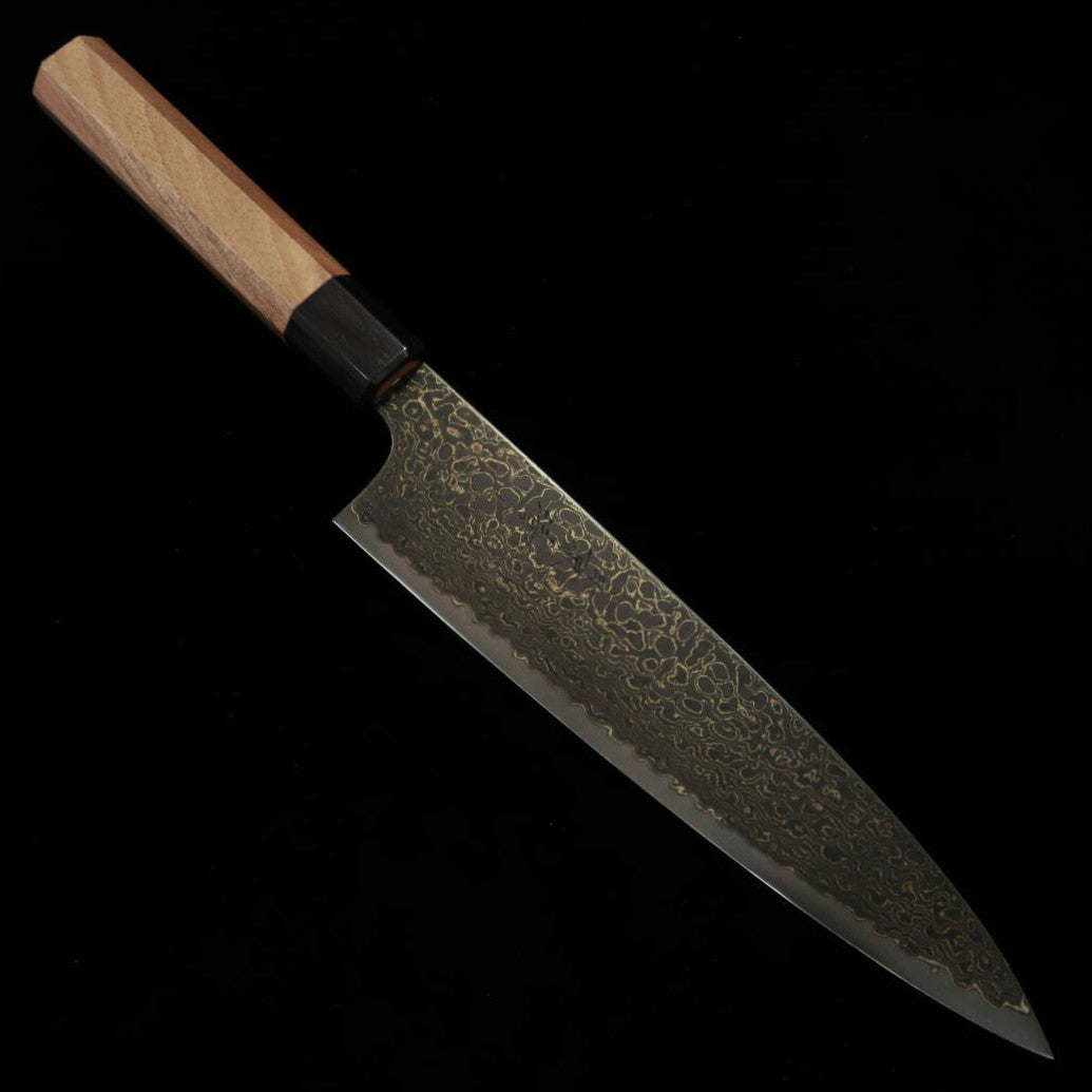 Kagekiyo KAGEKIYO ZA-18 damasco ennegrecido gyuto mango octogonal de nogal (210/240 mm)