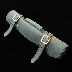 YOKU leatherworks rolo de facas em couro rústico preto, formato de bolsa