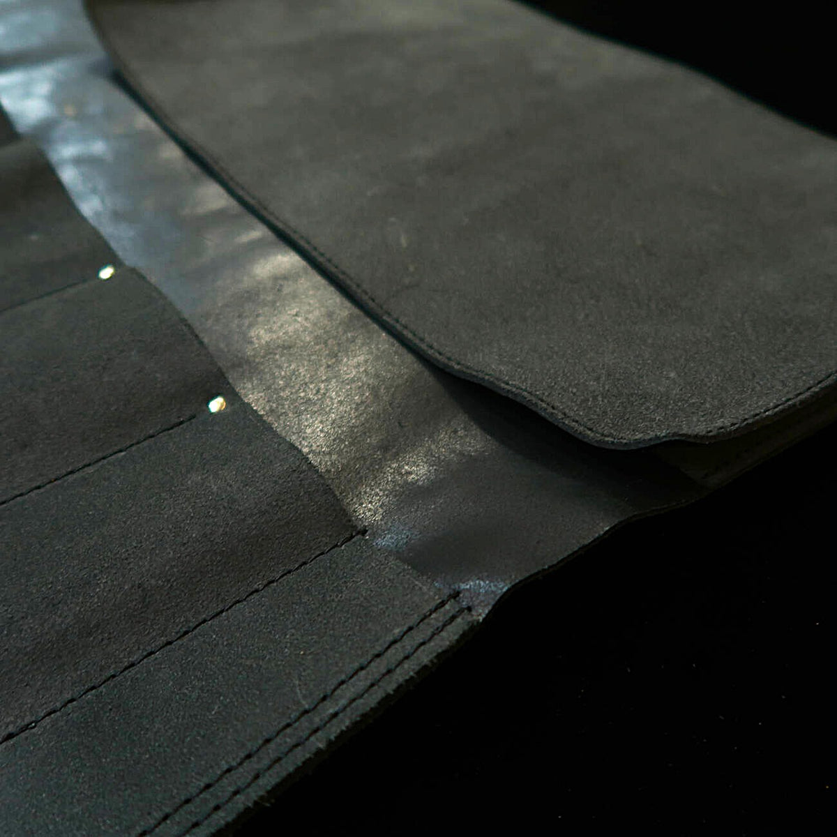 YOKU leatherworks – Funda enrollable para cuchillos de cuero, cuero de descarne negro, tipo maletín