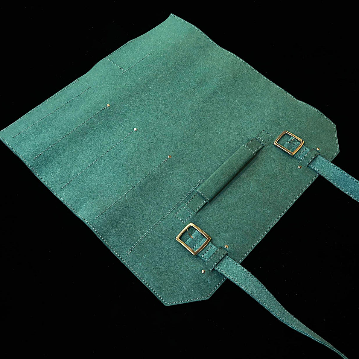 YOKU leatherworks rollo de cuero para cuchillos cuero partido verde tipo bolso
